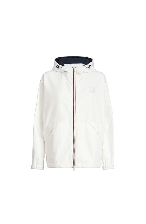 Hooded outerwear jacket with logo