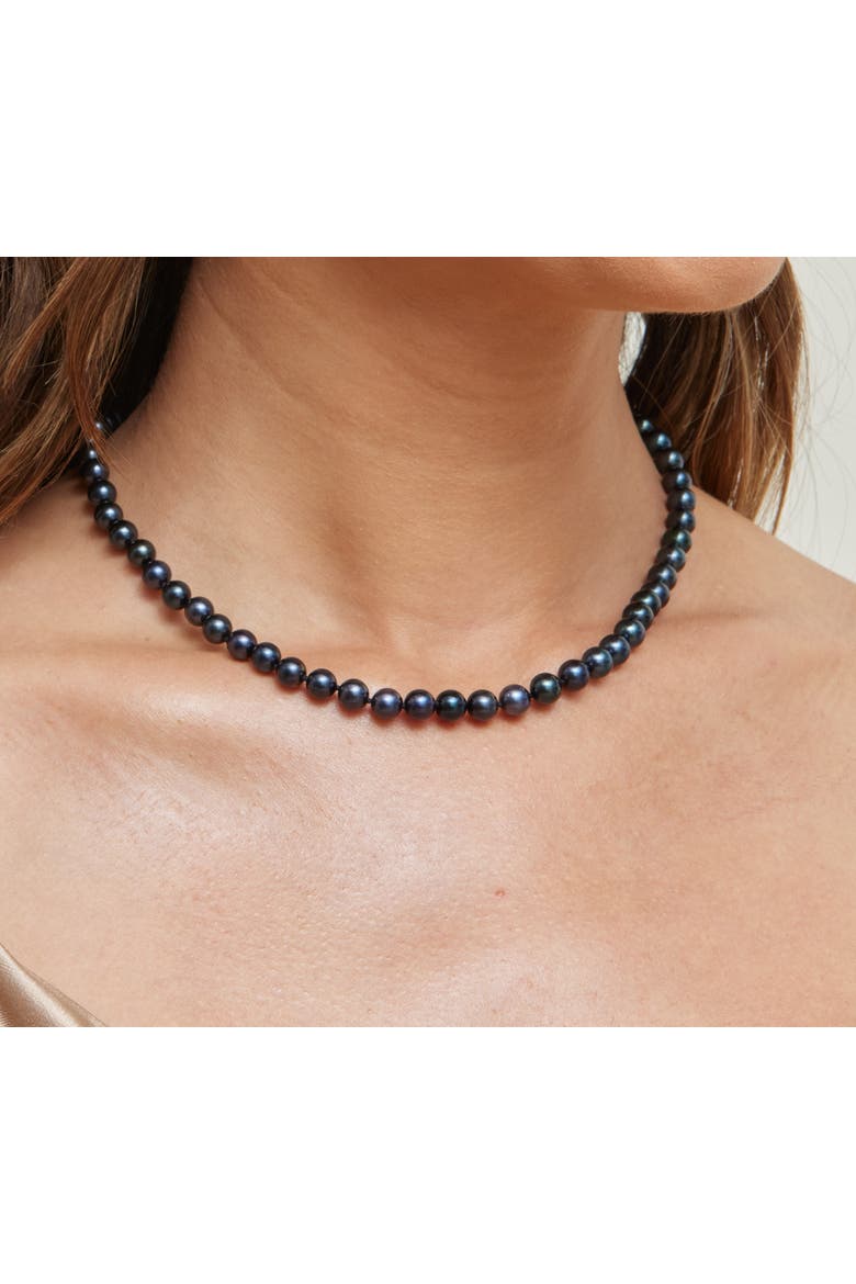 6.5-7.0mm Japanese Akoya Black Pearl Necklace - AA+ Quality, Alternate, color, Black Pearl