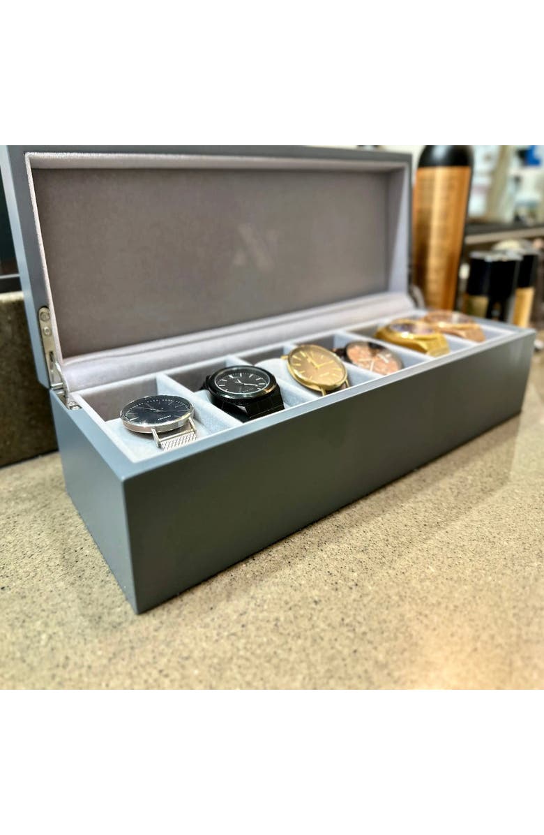 NCMPRBL Elite Six Slot Collectors Watch Display Case, Alternate, color, Grey