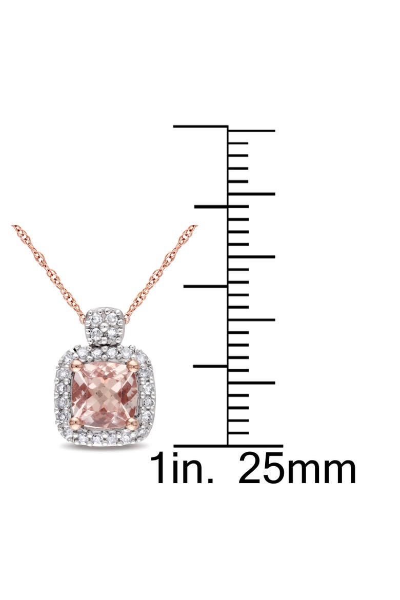 Gemstone & Diamond Halo Cluster Necklace 10K, Alternate, color, Morganite/Rose Gold
