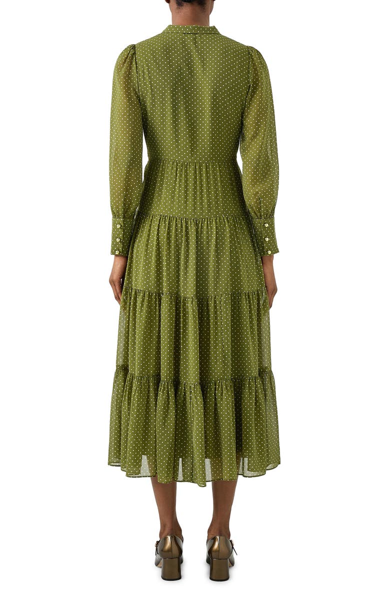 LK Bennett Polly Swiss Dot Long Sleeve Tiered Dress, Alternate, color, 