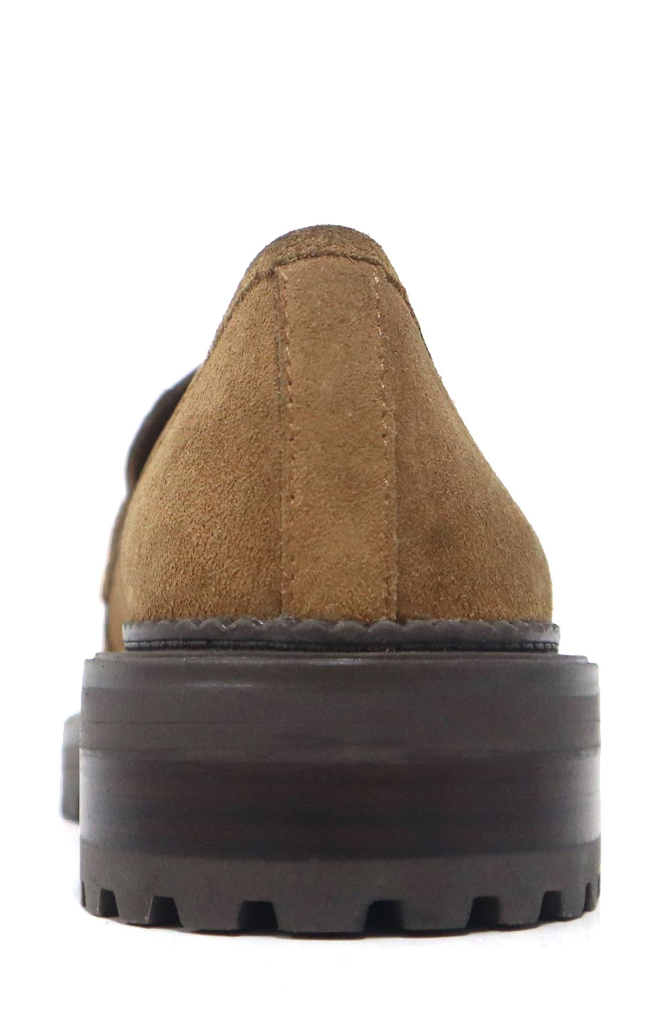 Kenneth Cole Fatima Lug Sole Penny Loafer, Alternate, color, Caramel Suede