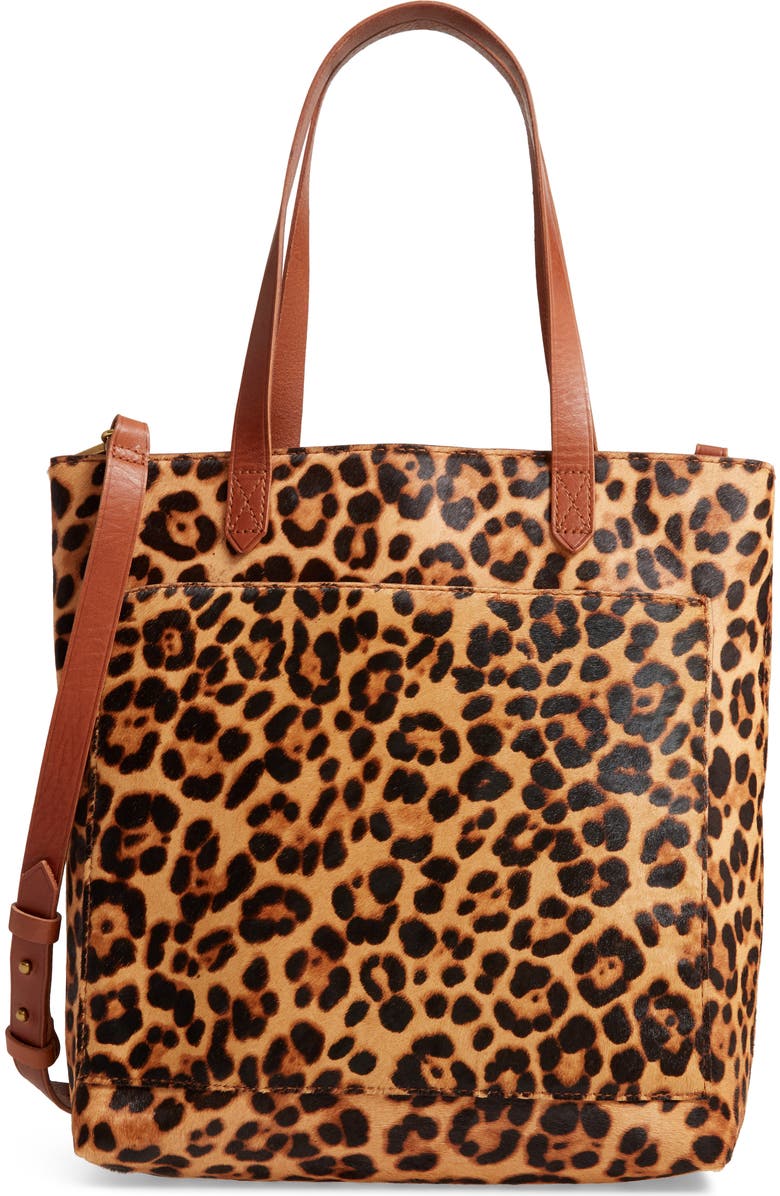 Madewell Leopard Genuine Calf Hair Medium Transport Tote, Main, color,