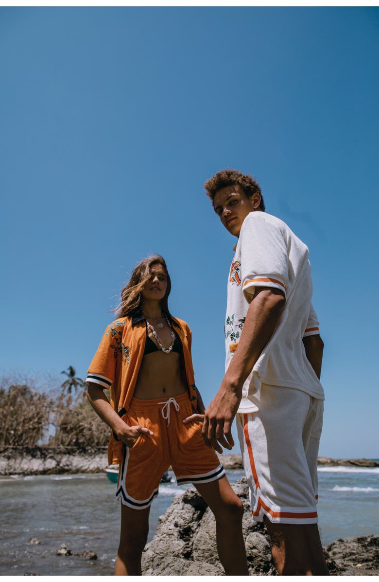 Tombolo 'Crouching Tiger, Hidden Beverage' Cabana Shorts, Alternate, color, Beige/Orange