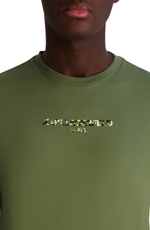 Karl Lagerfeld Paris Camo Logo Graphic T-shirt In Green
