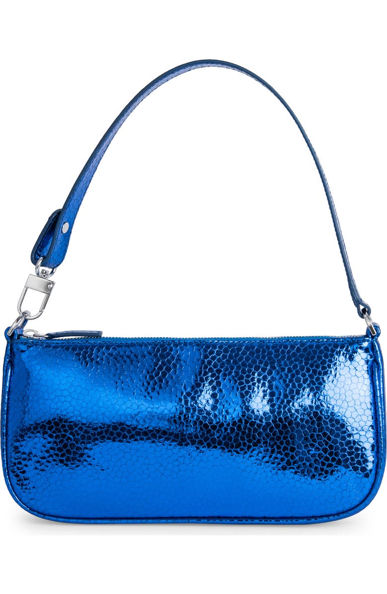 By Far Rachel Metallic Flagstone Leather Shoulder Bag, Main, color,