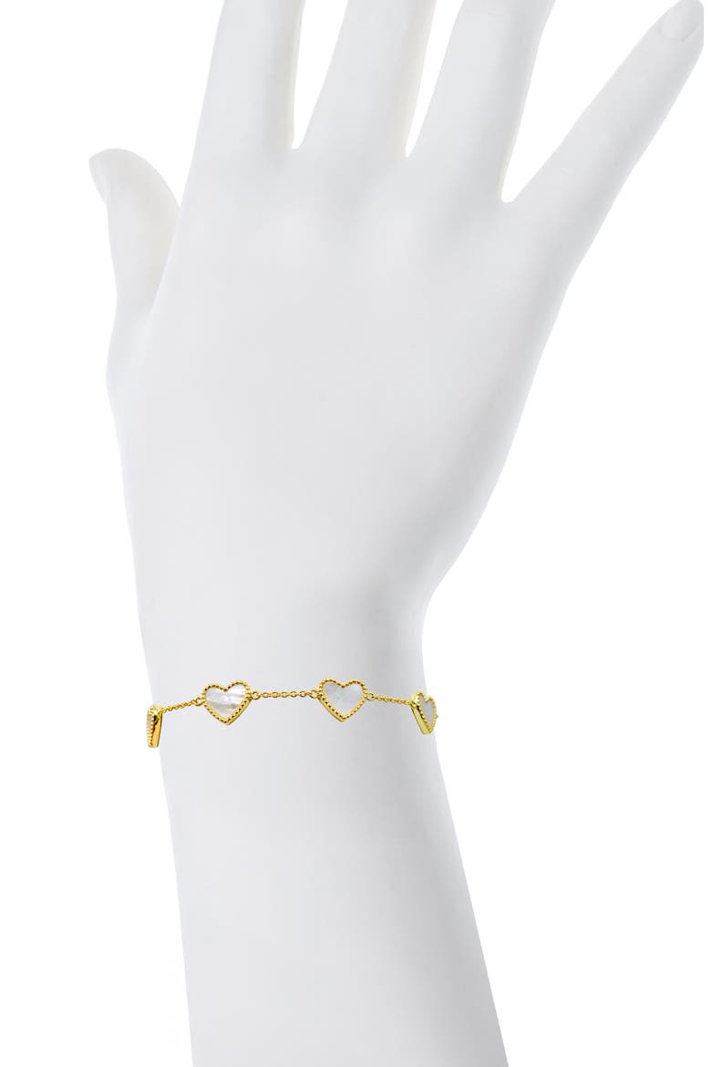 MOP HEART BRACELET, Alternate, color, GOLD
