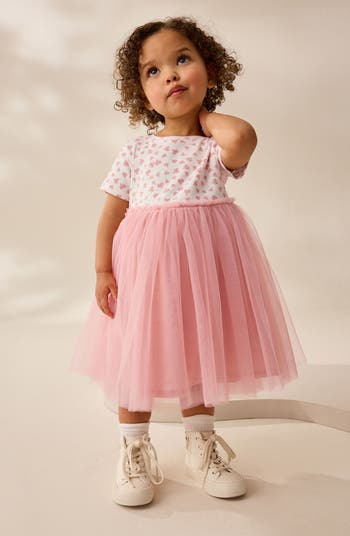 Kids' Floral Mesh Twofer Dress