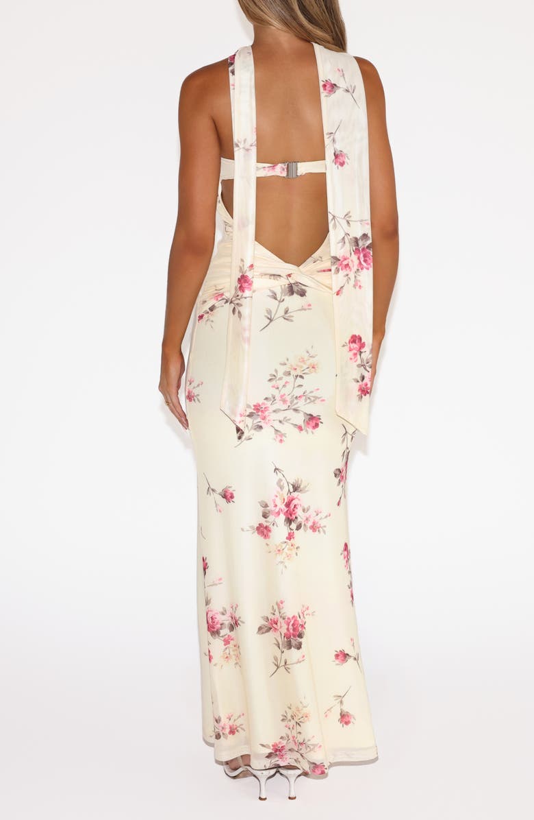 Tiger Mist Daniela Floral Print Scarf Maxi Dress, Alternate, color, Yellow