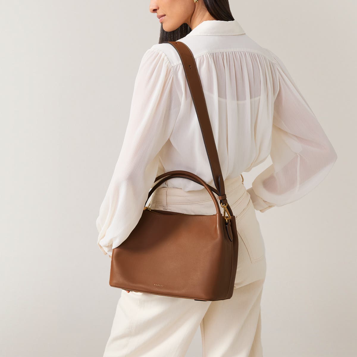 Ivydale Road Medium Ziptop Satchel Bag, Alternate, color, SADDLE