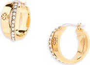 Tory Burch Icon Pavé Double Hoop Earrings