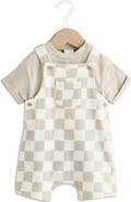 NEXT Wobbling Checkerboard Knit Overalls & Bodysuit Set