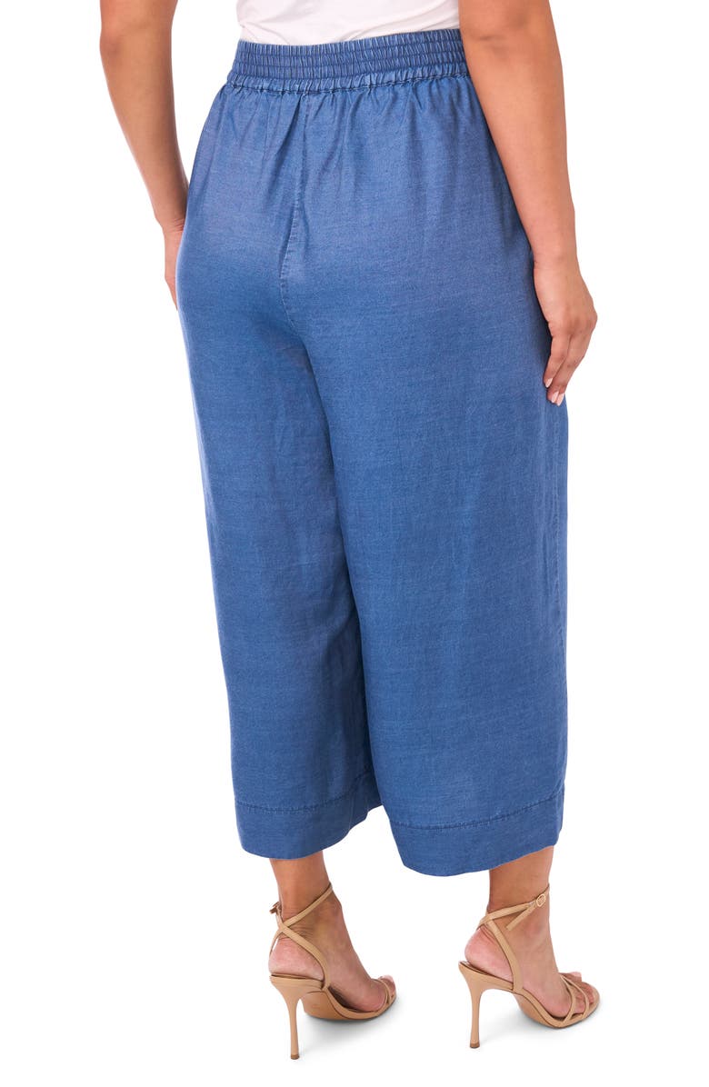 Vince Camuto Smocked Waist Crop Wide Leg Pants, Alternate, color, Chambray Blue