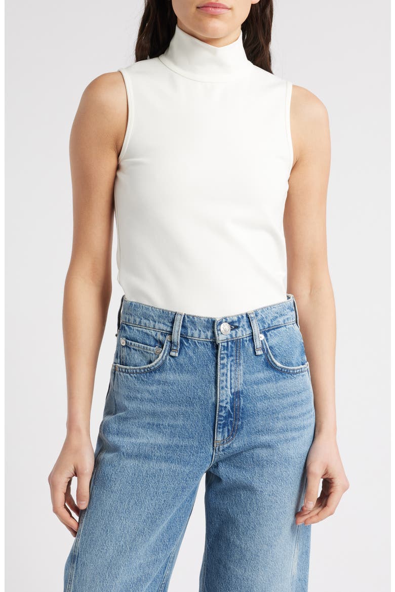 Irina Sleeveless Ponte Turtleneck Top, Main, color, WHITE