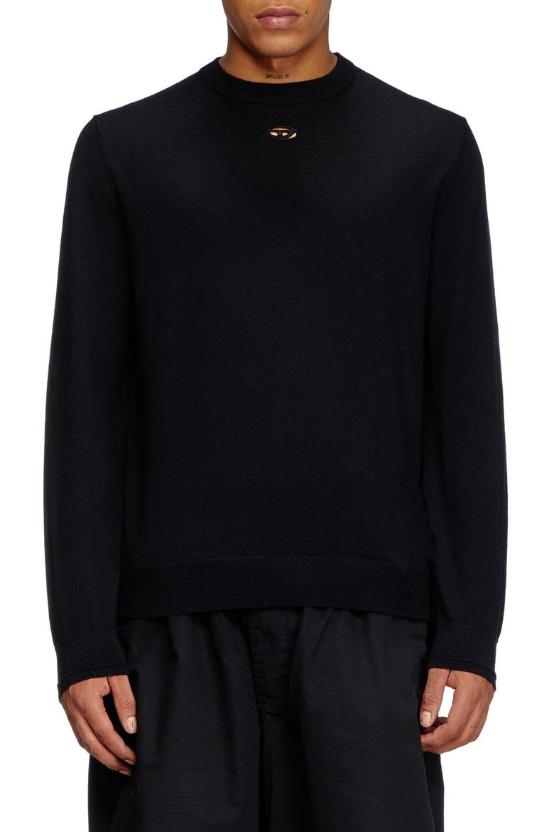 k-valiam Cutout Logo Wool Sweater, Main, color, DEEP/ BLACK