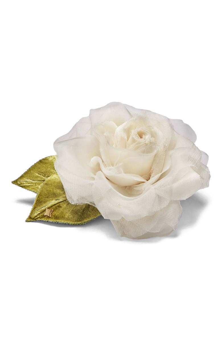 Helena Simon The White Rose Floral Brooch, Alternate, color, White