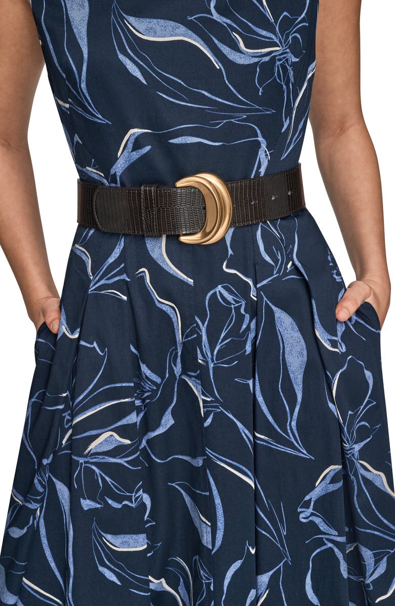 Donna Karan New York Belted Midi Dress, Alternate, color, Nightfall Multi