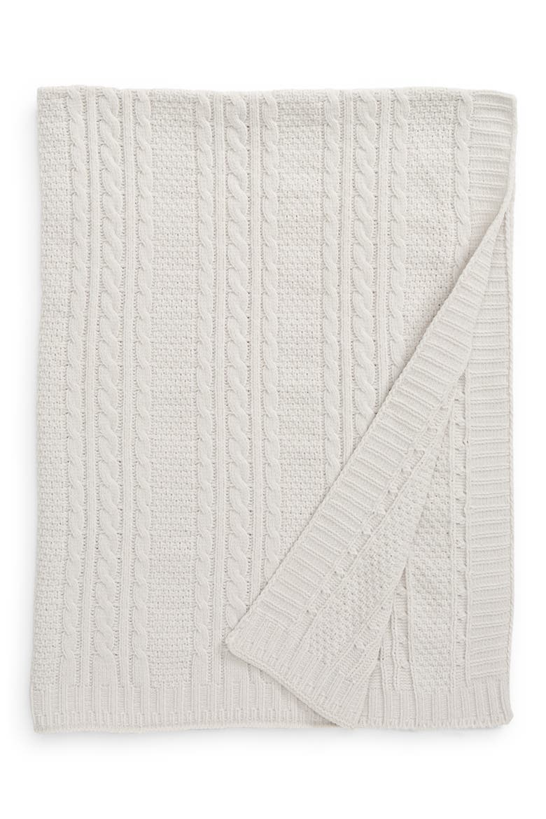 Cable Knit Baby Blanket, Main, color, GREY VAPOR