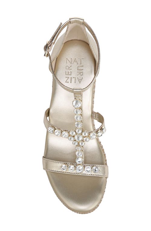 Naturalizer Serena Ankle Strap Espadrille Platform Wedge Sandal In Champagne Metallic Leather