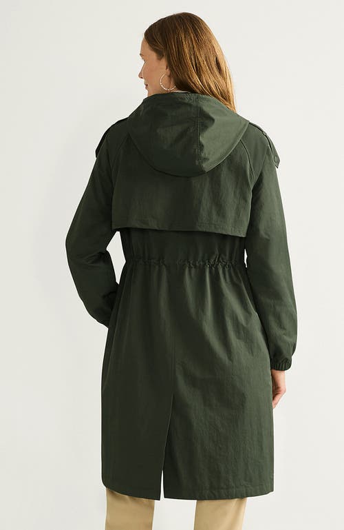 Lands' End Crinkle Raincoat In Rich Olive Green