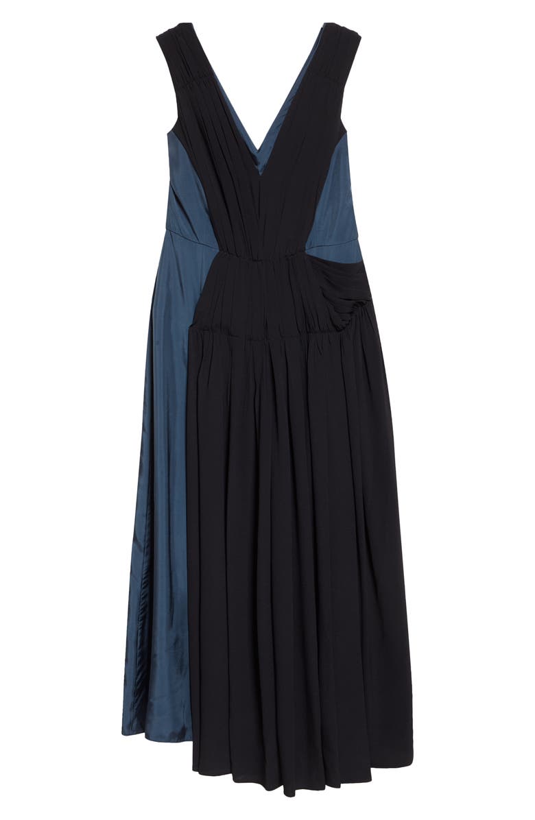 Marni Two-Tone Mixed Media Asymmetric Midi Dress, Main, color, 00B42 Turquoise