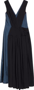 Marni Two-Tone Mixed Media Asymmetric Midi Dress