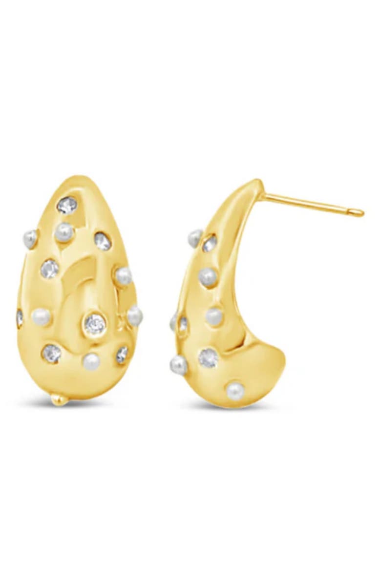 MacRae & Co. Faux Pearl & Crystal Teardrop Earrings, Main, color, Gold