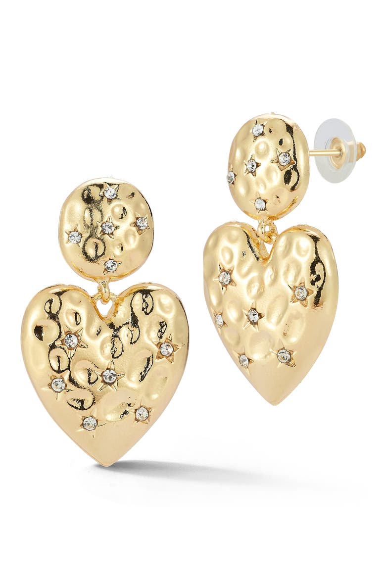 Heart Drop Earrings, Main, color, GOLD