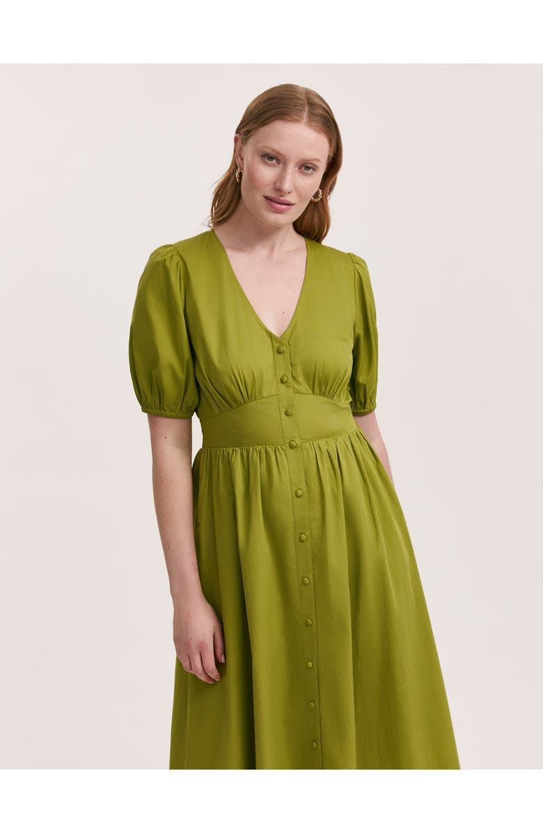 Finery London Addison Cotton Midi Tea Dress, Alternate, color, Light Green