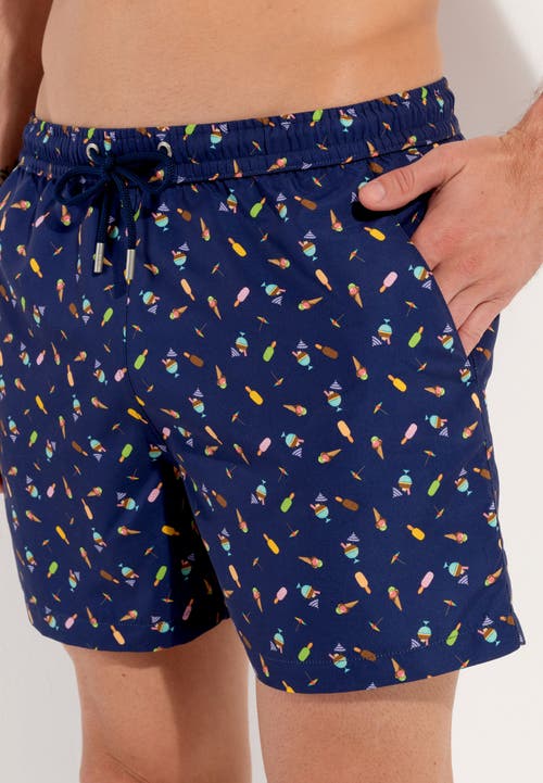 Hom Summer Beach Boxer In Navy Print