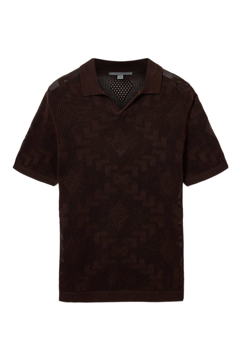 Corso Organic Cotton Diamond Crochet Polo, Alternate, color, BRANDY