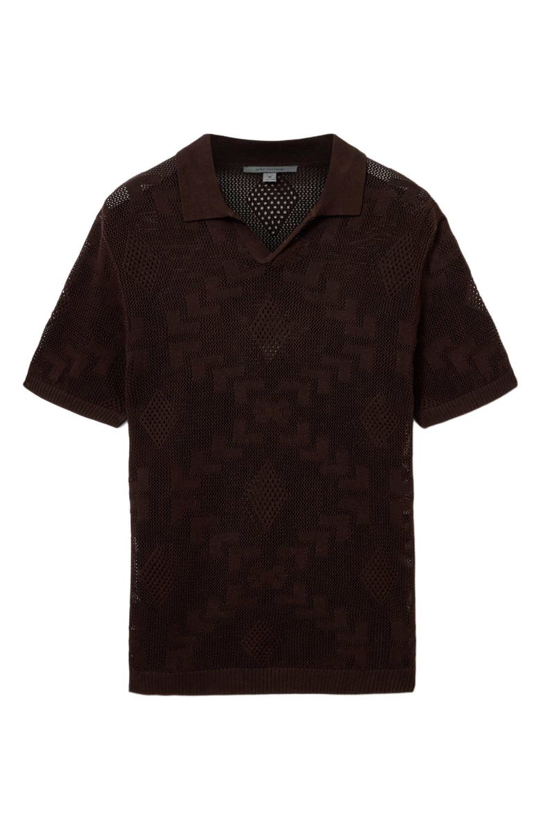 John Varvatos Corso Organic Cotton Diamond Crochet Polo, Alternate, color, Brandy