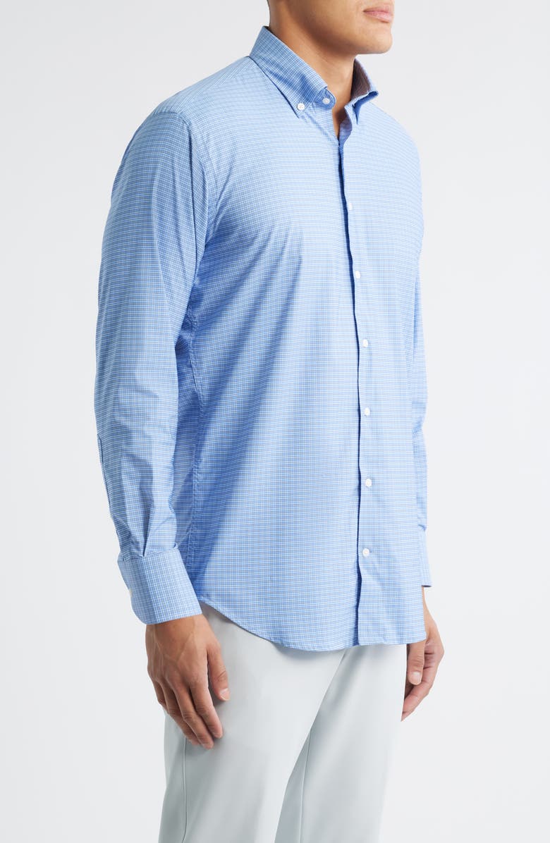 Peter Millar Petaluma Check Performance Twill Button-Down Shirt, Alternate, color, Evening Tide