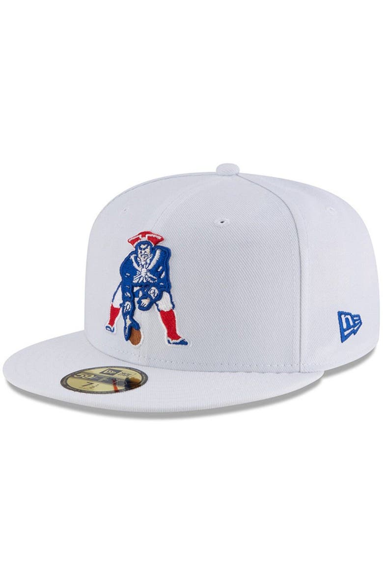 New Era Men's New Era White New England Patriots Throwback Logo Omaha 59FIFTY Fitted Hat, Alternate, color, 