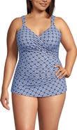 Lands' End SlenderSuit V-Neck Skirted Low Leg One Piece