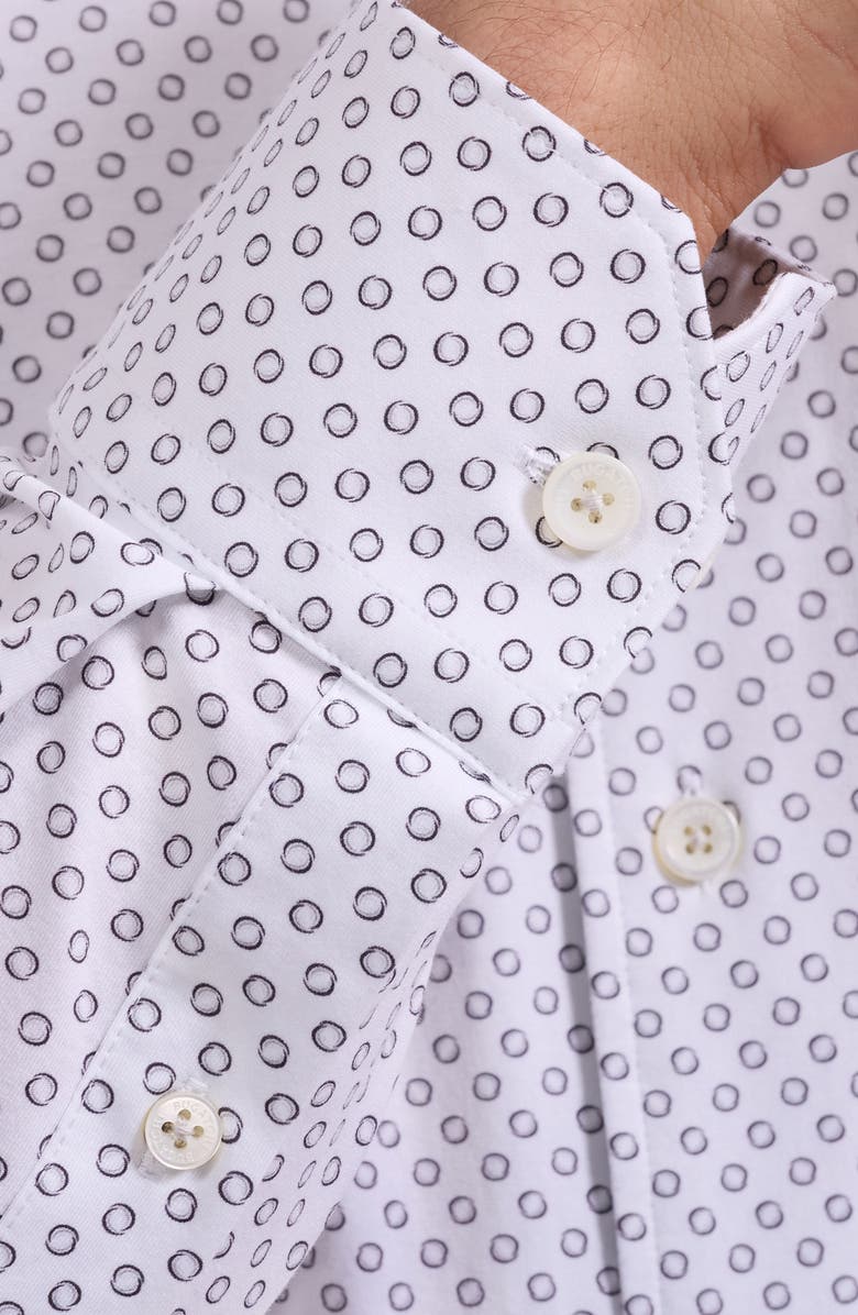 Bugatchi Devon OoohCotton<sup>®</sup> Dot Print Button-Up Shirt, Alternate, color, White