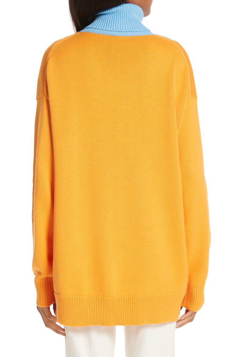 Layered Cotton & Cashmere Turtleneck Sweater, Alternate, color, ORANGE COMBO