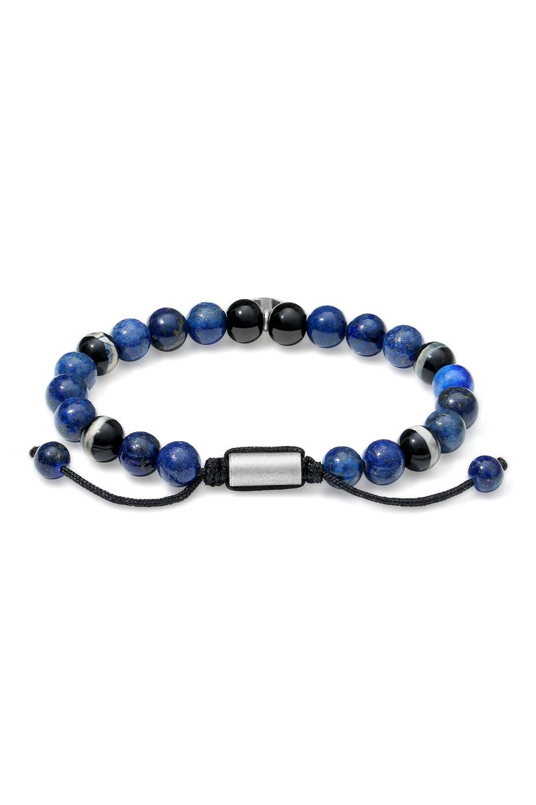 Men's Lapis Lazuli Anchor Beaded Bracelet, Alternate, color, BLUE