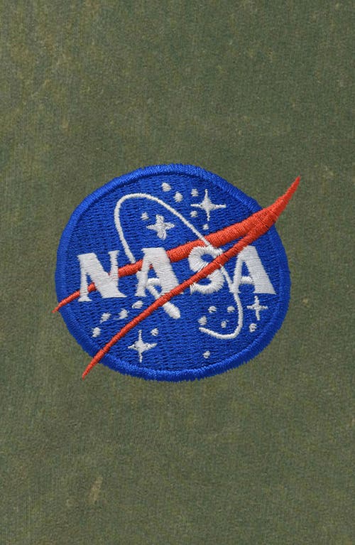 Dalix Nasa Mineral Wash Hoodie Nasa Embroidered Fleece Hoodie Mineral Wash Long Sleeve Sweatshirt Me In Olive