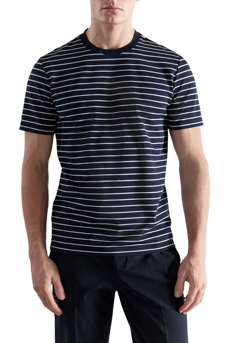 Slim Fit Coolmax® Stripe T-Shirt, Main, color, NAVY