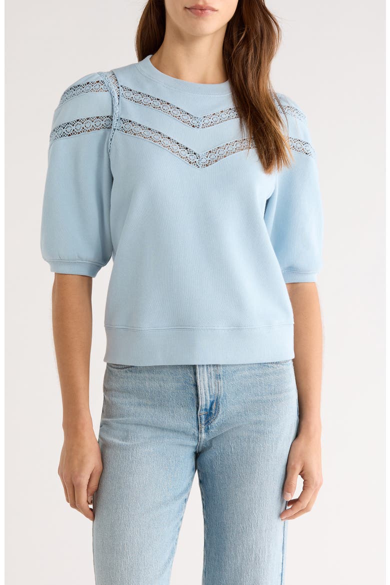 Adrai Lace Trim Sweatshirt, Main, color, SKY