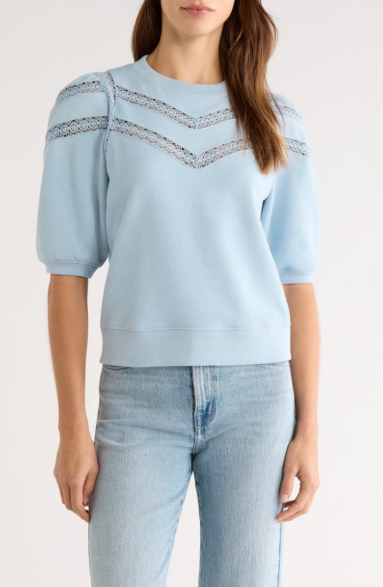 Rails Adrai Lace Trim Sweatshirt, Main, color, Sky