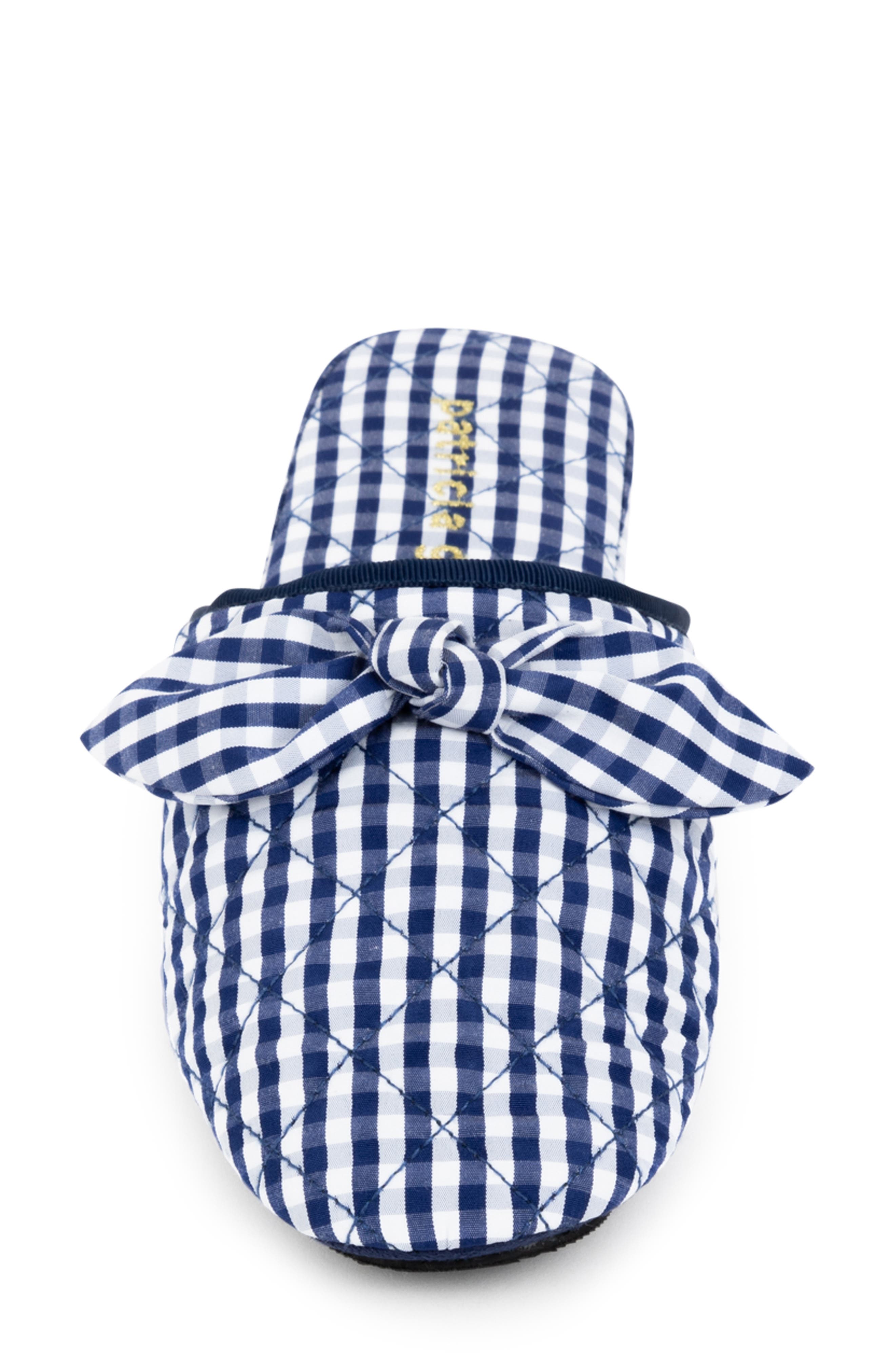 patricia green Zoe Gingham Quilted Slipper, Alternate, color, Navy
