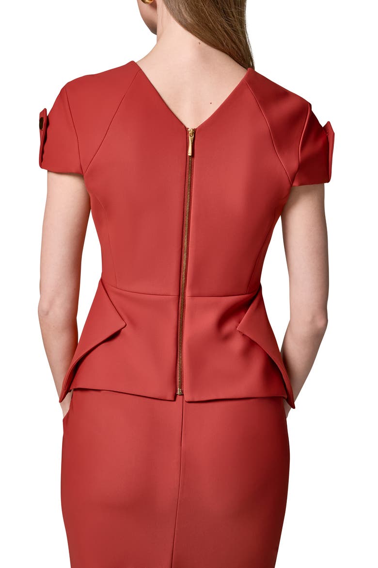 Structured Peplum Top, Alternate, color, SUNBAKED