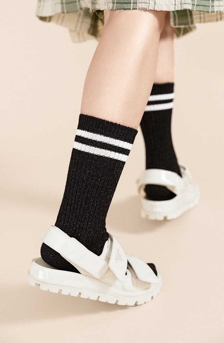 Hansel From Basel Physical Spark Metallic Crew Socks, Alternate, color,