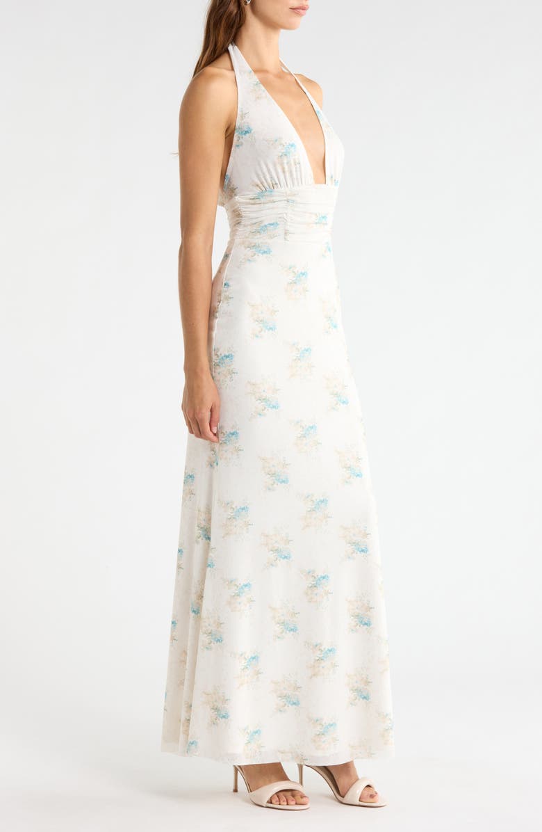 AFRM Anja Floral Print Halter Maxi Dress, Alternate, color, Antique Peony