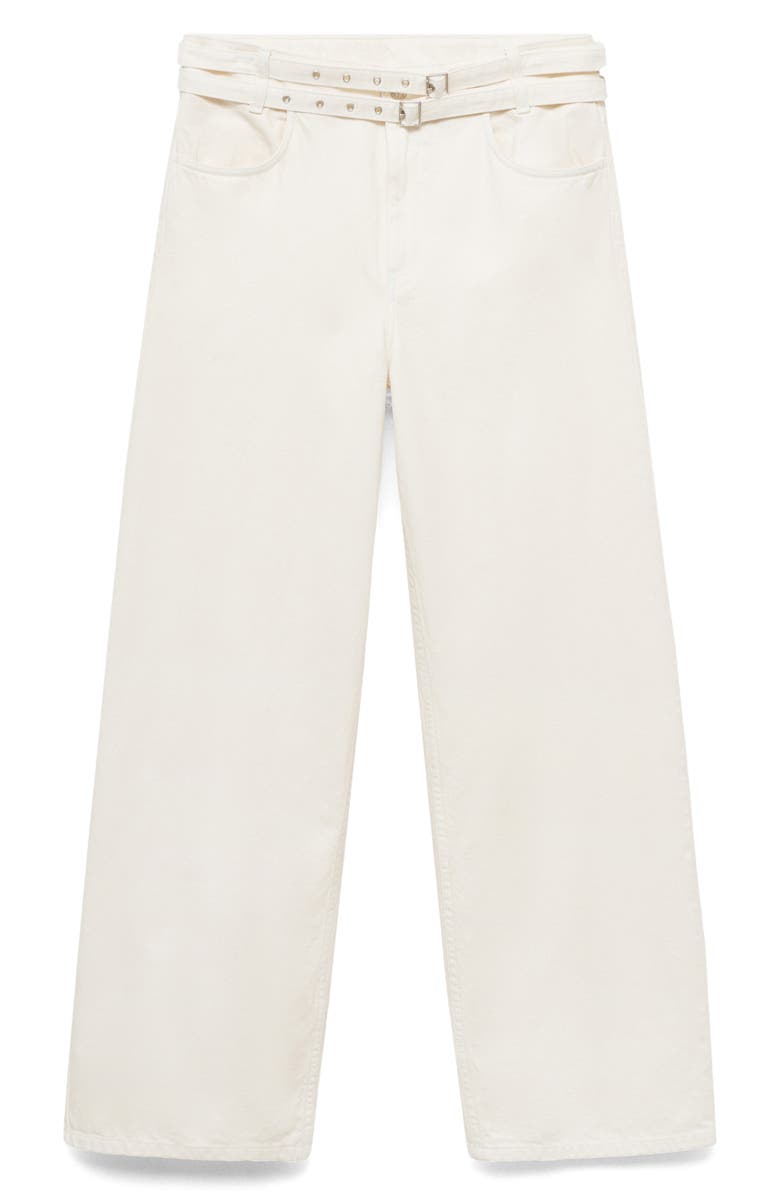 MANGO Double Belt Balloon Jeans, Alternate, color, Off White