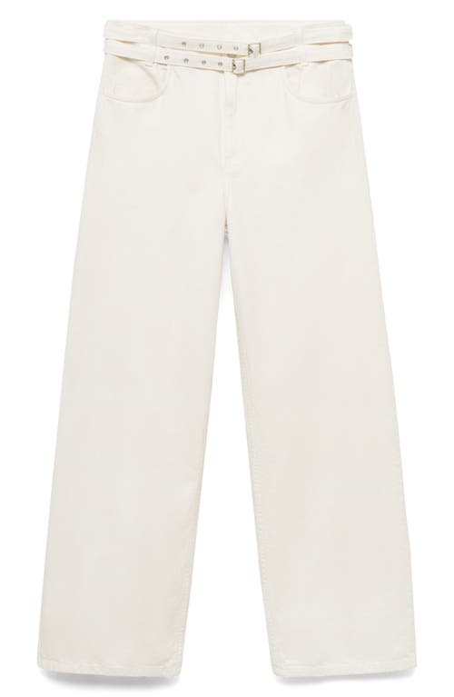 Mango Double Belt Balloon Jeans In White
