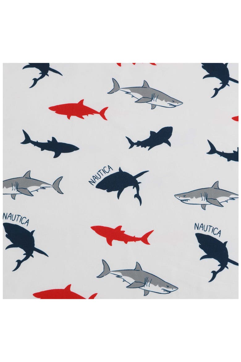 Branson Sharks Microfiber Sheet Set, Alternate, color, NAVY SEAS/ RED