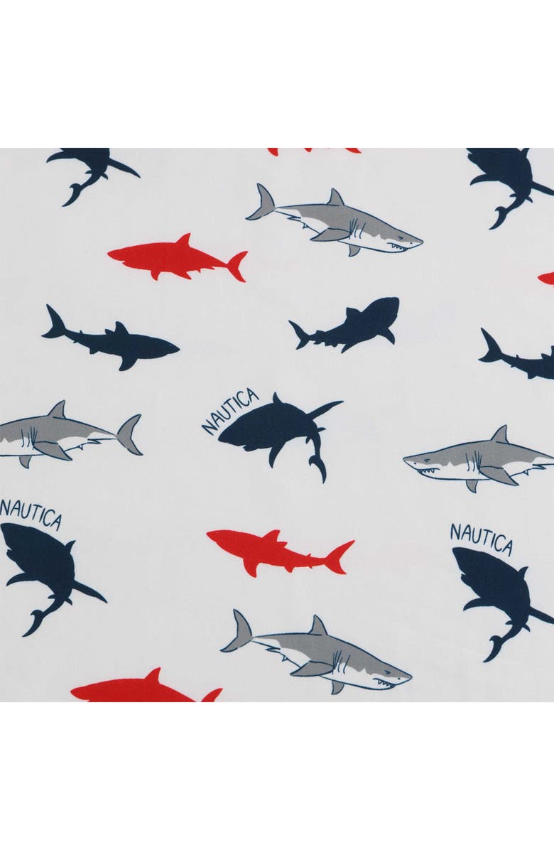 Nautica Branson Sharks Microfiber Sheet Set, Alternate, color, Navy Seas/ Red